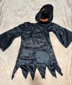 ハロウィン 魔女 コスプレ 衣装 仮装 黒 ワンピース 帽子 2点セット　140
