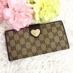 美品✨GUCCI グッチ GGキャンバス 長財布 ラブリーハート 折り財布