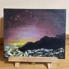 A4サイズ キャンバスアート 風景画 山の夜景 水彩画 一点限り - メルカリ