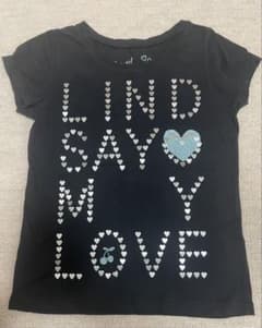 Lindsay 半袖Tシャツ ブラック ハートロゴ　Mサイズ（150センチ）のサムネイル