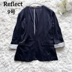 Reflect Collarless Jacket, Navy, Striped Sleeves, Size M