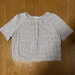 GU レディース　グレー　チェック柄　半袖Tシャツのサムネイル