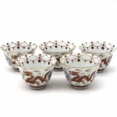 富貴長春 湖東焼 赤絵 龍図 茶碗 5客 富貴長春 湖東焼 赤絵 龍図 茶碗 5客 - メルカリ