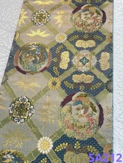 袋帯 鳳凰 鳥 竹笹 華紋 金糸 正絹 六通 SA212 - メルカリ