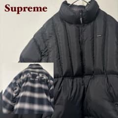 美品✨Supreme ダウンジャケット リバーシブル オンブレチェック XL 黒 
