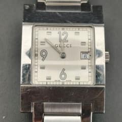 グッチ gucci クォーツ腕時計 シルバー カレンダー スクエア 7700M