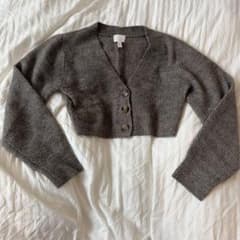 H&M リブニット カーディガン ブラウン Mのサムネイル