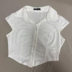 SHEIN ホワイト シャツ 半袖 レディース ブラウスのサムネイル