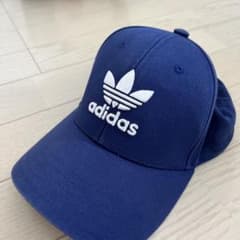 adidas ブルーキャップ ロゴ刺繍帽子男女用フリーサイズのサムネイル