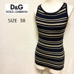D&G DOLCE&GABBANA ボーダー タンクトップ サイズ38 黒/金 - メルカリ