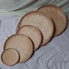 新品◇5点セット◇昭和レトロ◇竹細工◇丸型ざる◇竹ざる 古道具