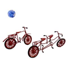 ミニチュア 自転車 大小2台セット レトロ　赤 レッド　2人乗りのサムネイル