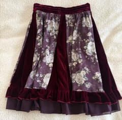 axes femme 花柄 ベロア切替 フレアスカートのサムネイル