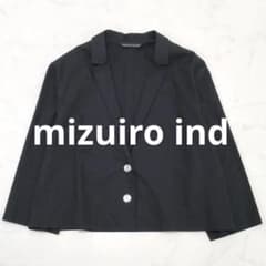 極美品 mizuiro ind/ミズイロインド テーラードショートシャツ 紺