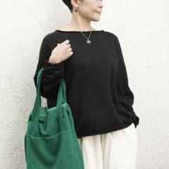 factory 黒のキャメル ロールネックセーター