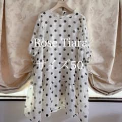 美品 大きいサイズ ローズティアラ ドット柄 シフォン チュニック