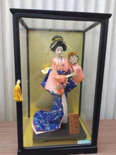 日本人形 着物 ガラスケース付き 昭和 レトロ アンティーク 踊り
