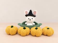 今宵はかぼちゃパーティー　ハロウィン 魔女　うさぎ かぼちゃ あみぐるみ セットのサムネイル