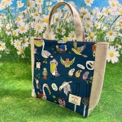 マチ付きミニトート 鳥さん柄 ハンドメイドのサムネイル