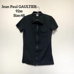 Jean Paul GAULTIER フロントジップ 半袖シャツ 黒 - メルカリ