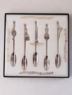 未使用 MIKIMOTO ミキモト 音符 楽器 パール付き スプーンセット5本