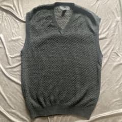 COMME CA ISM Vネックニットベスト 黒 L相当 ウール混 古着 春