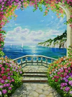 【薔薇のアーチ】アクリル画 F3 風景画 絵画 薔薇のアーチ】アクリル画 F3 風景画 絵画 原画 - メルカリ