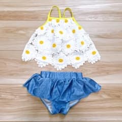 ベビー水着 90cm デイジー柄 セパレート フリルのサムネイル