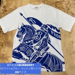 ❁﻿中古品❁﻿BURBERRY ホワイト×ブルー コットンTシャツ XSサイズ ❁﻿中古品❁﻿BURBERRY ホワイト×ブルー コットンTシャツ XS