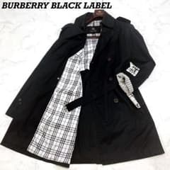 バーバリーブラックレーベル トレンチコート ノバチェック ベルト 黒 L