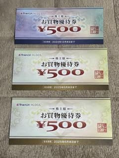 ヤマダ電機　お買物優待券 1500円分(500円×3枚)のサムネイル