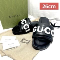 グッチ 742009 Logo Slide レザー シャワーサンダル ロゴ 黒色 - メルカリ