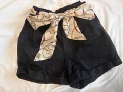 スカーフリボン付きショートパンツ ブラック　Sサイズお子様用にものサムネイル