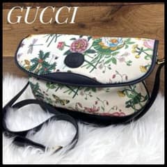 GUCCI オールド グッチ フローラ キャンバス ネイビー レザー