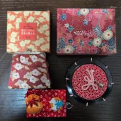 椿文 化粧小物入れ 資生堂　花椿会エメロード 記念品 非売品　和風雑貨小物入れのサムネイル