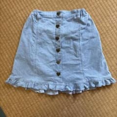 ハートボタン デニムスカート フリル裾のサムネイル