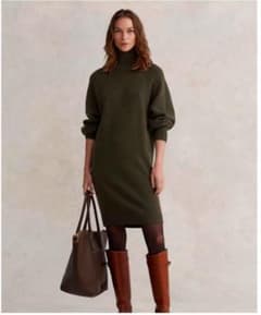 【マリ】オリーブグリーン タートルネック ニットワンピース マリ様専用】オリーブグリーン タートルネック ニットワンピース