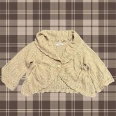 SUNNIVA ベージュ 透かし編みカーディガンのサムネイル