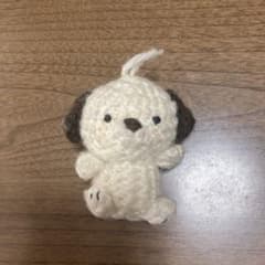 ハンドメイド あみぐるみ マスコット ホワイト ブラウンのサムネイル