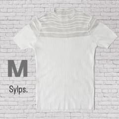Sylph. 半袖リブニット シースルートップス ボーダー Mのサムネイル