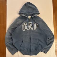 00s old gap 鬼フェード 水色 ジップパーカー 短丈 y2k シティー