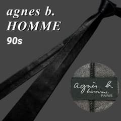 90s アニエスベーオム 本革 ナロータイ ブラックレザー フランス製