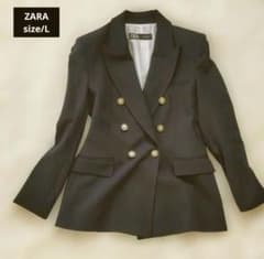 は*よ様 ZARA ダブルブレストテーラードジャケット 紺ブレザー 金ボタン Lのサムネイル