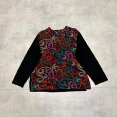 【K.mitsuyo】総柄 ジャガード切替 ニットカットソー LLのサムネイル