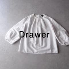 美品 ドゥロワー シルク混のギャザーブラウス ホワイト Drawer C458 美品 ドゥロワー シルク混のギャザーブラウス ホワイト Drawer C458