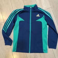 adidas ジャージ 10A ネイビー/グリーン　140センチ　値下げ可のサムネイル