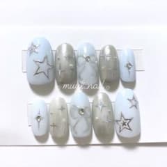 【現品】ネイルチップ y2k 量産 ワンホン 韓国 シズニルック リボン 星のサムネイル