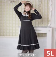 愛野えり ワンピース 長袖 ブラック 5L マノンローズ しまむら