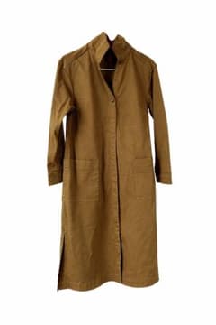 カーキ ロングコート スタンドカラー