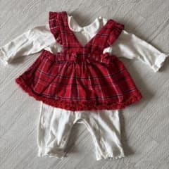アプレレクール ワンピースロンパース 70 赤チェック ベビー 女の子のサムネイル